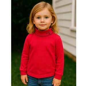 OshKosh Vintage Tide Collaboration 80s Turtleneck Top Cherry Embroidered Size 4